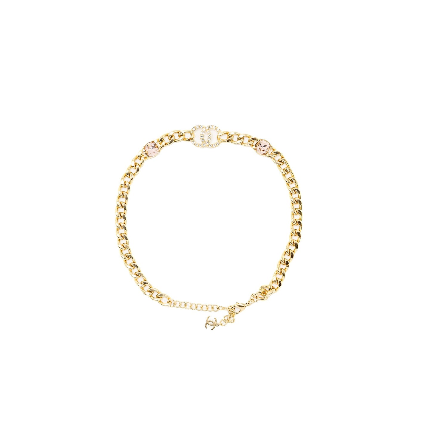 Chanel cc logo chain Chocker/ necklace crystal Gold Tone