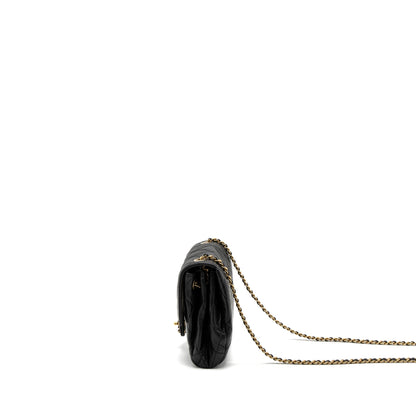 Chanel Quilted Square Flap Bag Goatskin Black Brushed GHW (Microchip)
