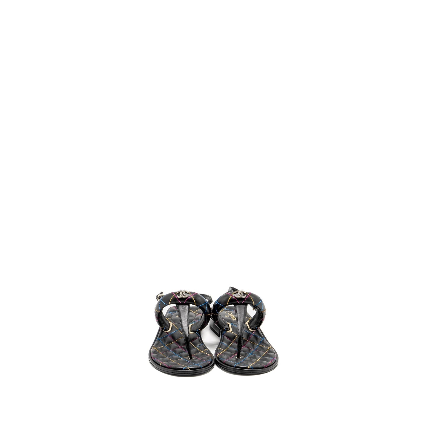 Chanel Size 39.5 Sandals Black /Multicolour