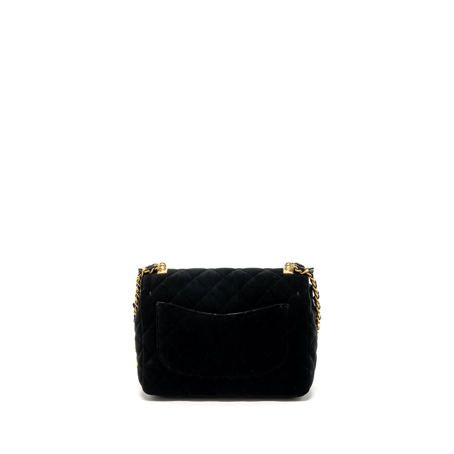 Chanel 22B Chanel on chains square flap bag velvet black GHW (Microchip)