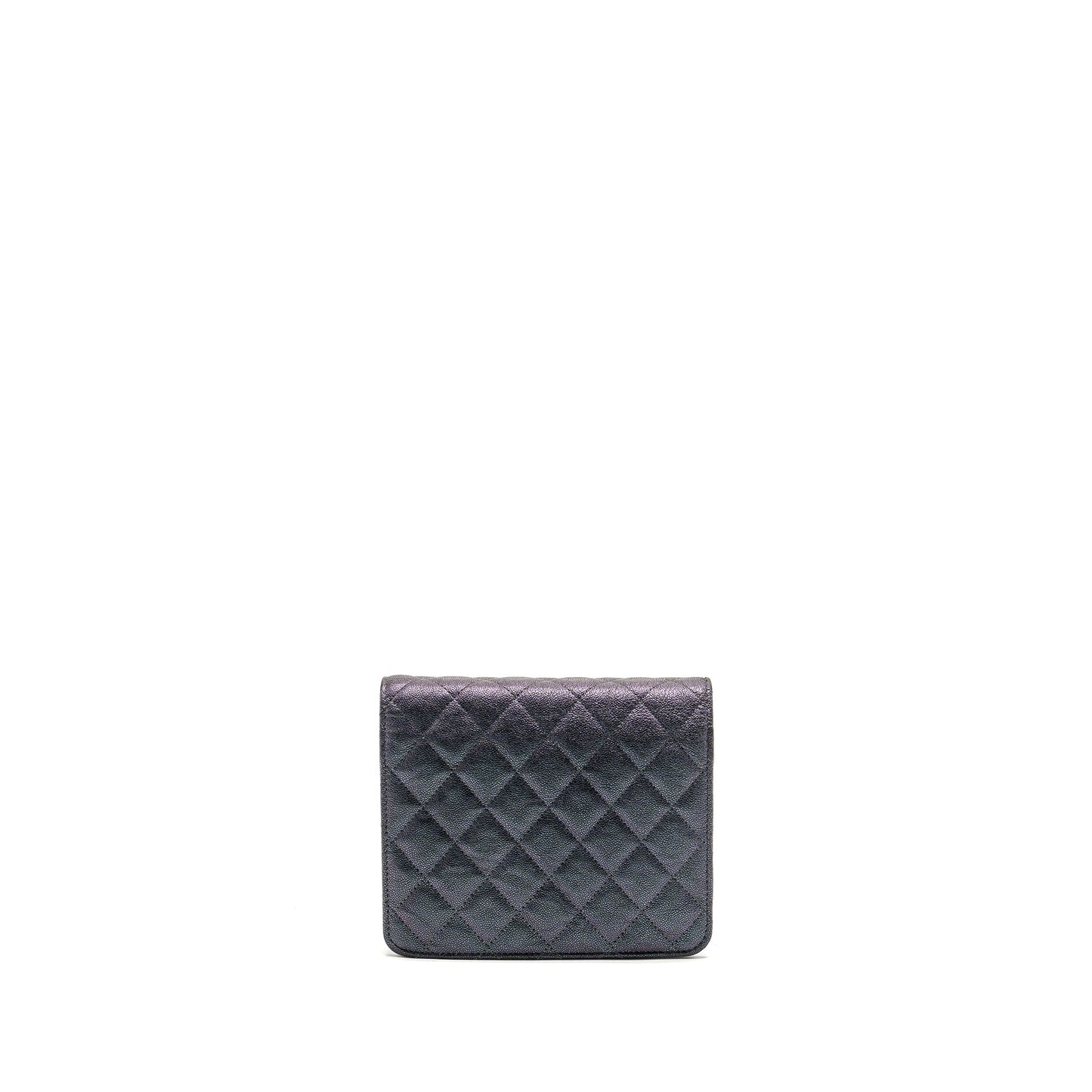 Chanel Quilted square wallet with Chain caviar iridescent black LGHW