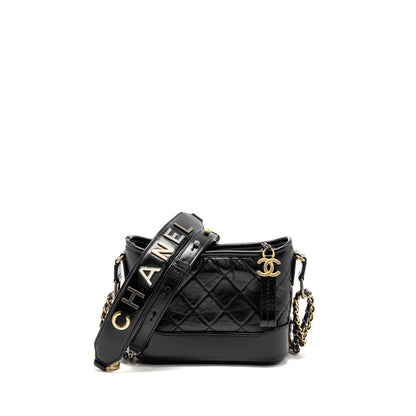 Chanel Small Gabrielle Hobo Bag with Top Handle aged calfskin black multicoloured hardware