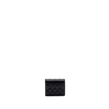 Chanel classic compact wallet caviar black GHW (microchip)