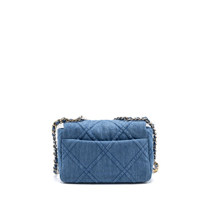 chanel small 19 bag denim light blue multicolour hardware (microchip)