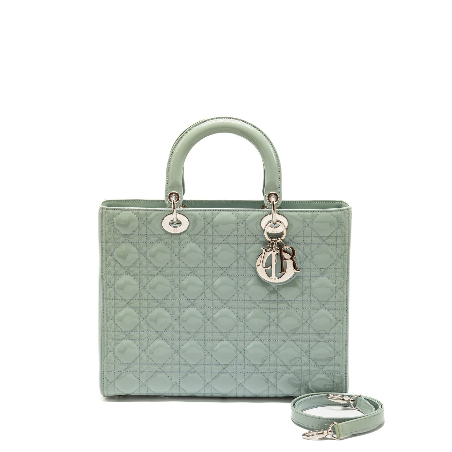 Dior Large Lady Dior Patent Light Blue
