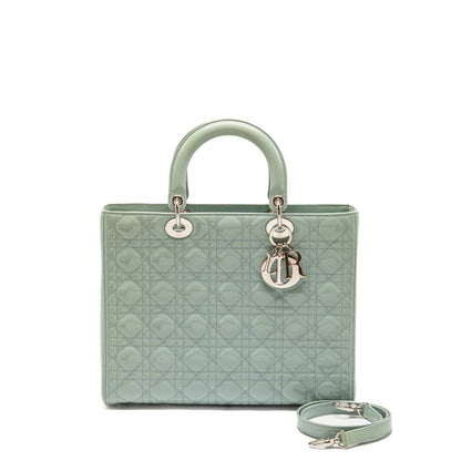 Dior Large Lady Dior Patent Light Blue