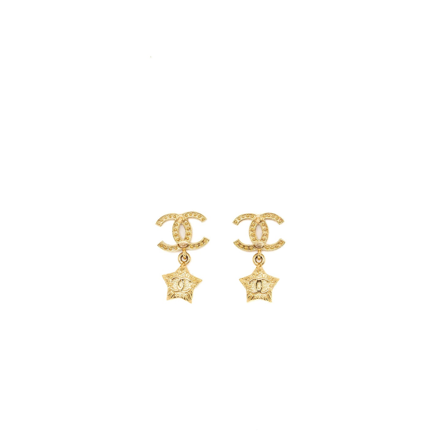 Chanel CC Logo Star Dropped earrings Pearl/Crystal/Gold Tone