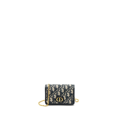 Dior 30 Montaigne Pouch with Chain Canvas Blue Oblique