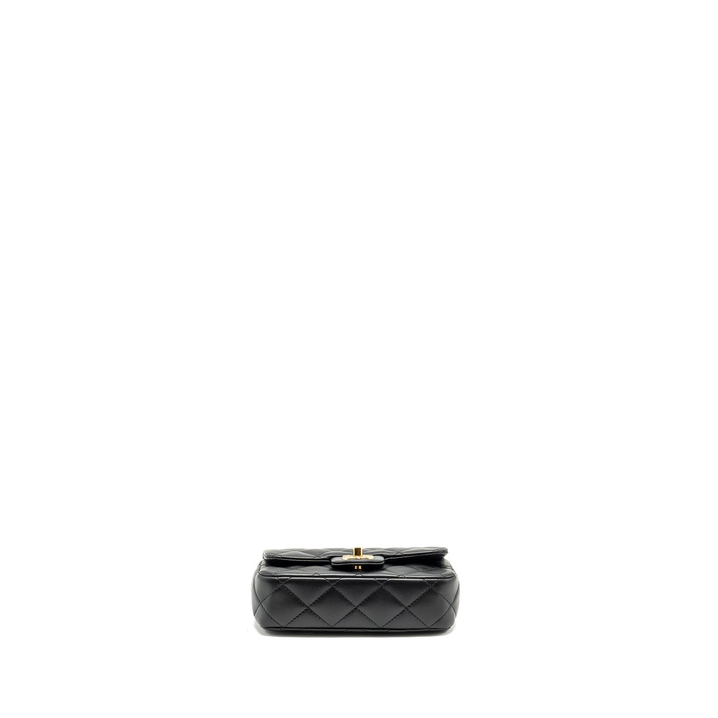 Chanel 24s Top Handle Mini Flap Bag Lambskin Black GHW (microchip)