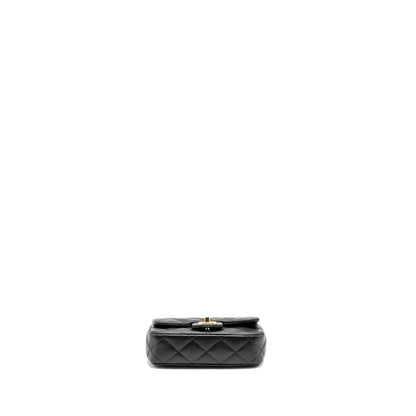 Chanel 24s Top Handle Mini Flap Bag Lambskin Black GHW (microchip)