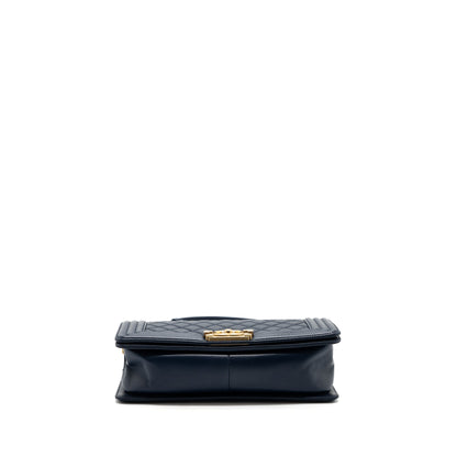 Chanel Medium Boy Bag Lambskin Dark Blue GHW
