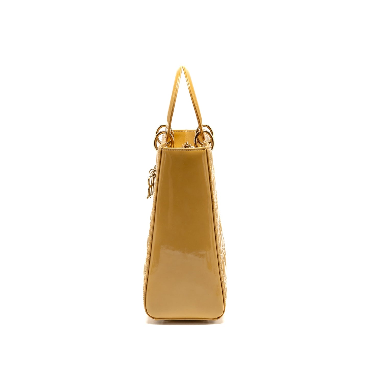 Dior Large Lady Dior Patent Leather Beige