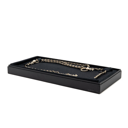 Chanel CC Leather Chain with Pearl Waist Chain Belt Black Light Gold Tone