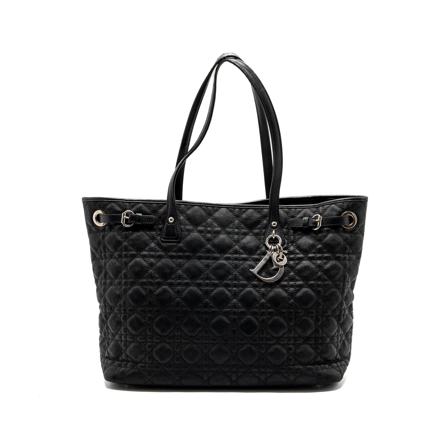 Dior Shopping Tote Purse Fabric/Leather Black