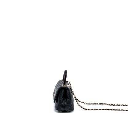 Chanel Mini Coco Handle with Lizard Embossed Handle Caviar Black LGHW (microchip)