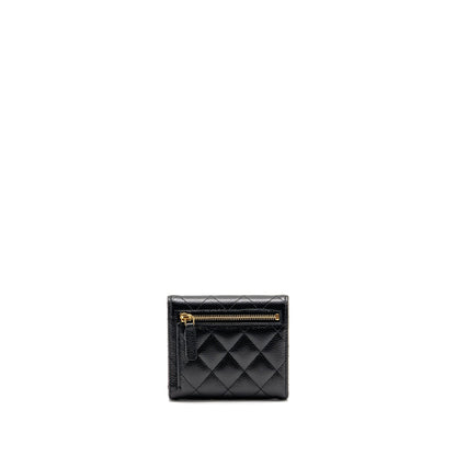 Chanel Small Classic Compact Wallet Caviar Black GHW (Microchip)