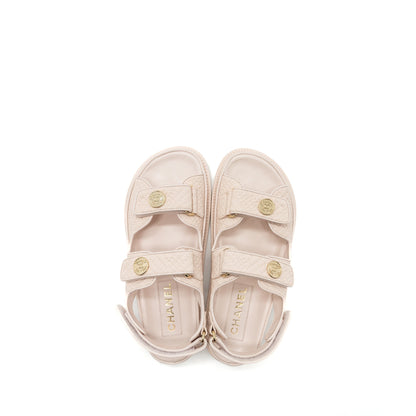 Chanel Size 37.5 Dad Sandals Medallion Light Pink GHW