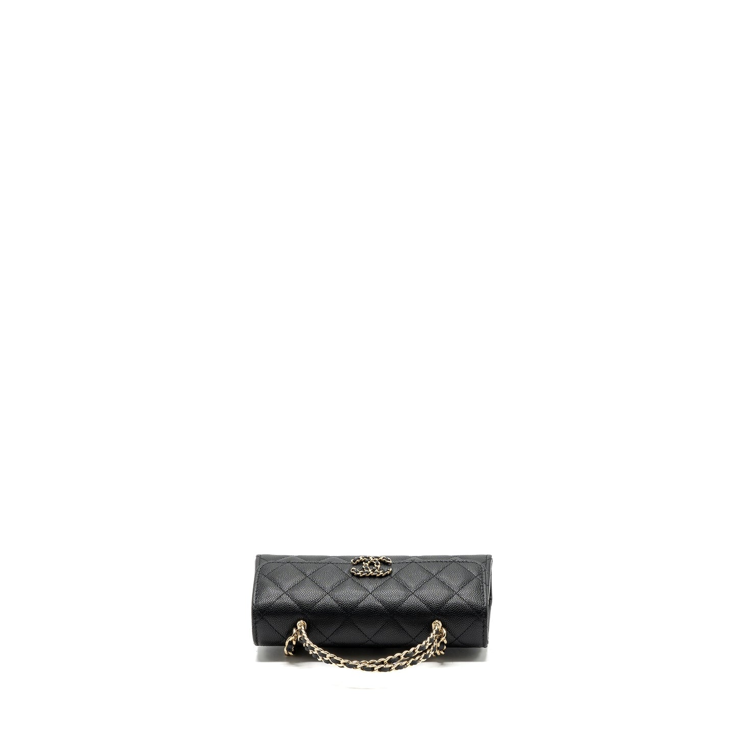 chanel 23p top handle mini flap bag with chain caviar black LGHW (microchip)