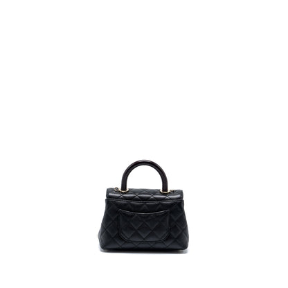 Chanel Mini Coco Handle with Lizard Embossed Handle Caviar Black LGHW (microchip)