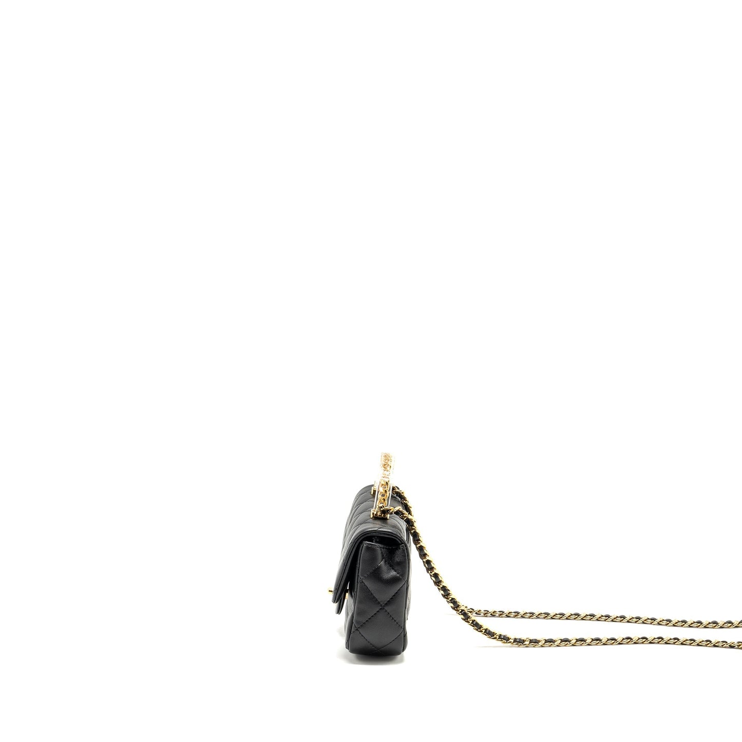 Chanel 24s Top Handle Mini Flap Bag Lambskin Black GHW (microchip)