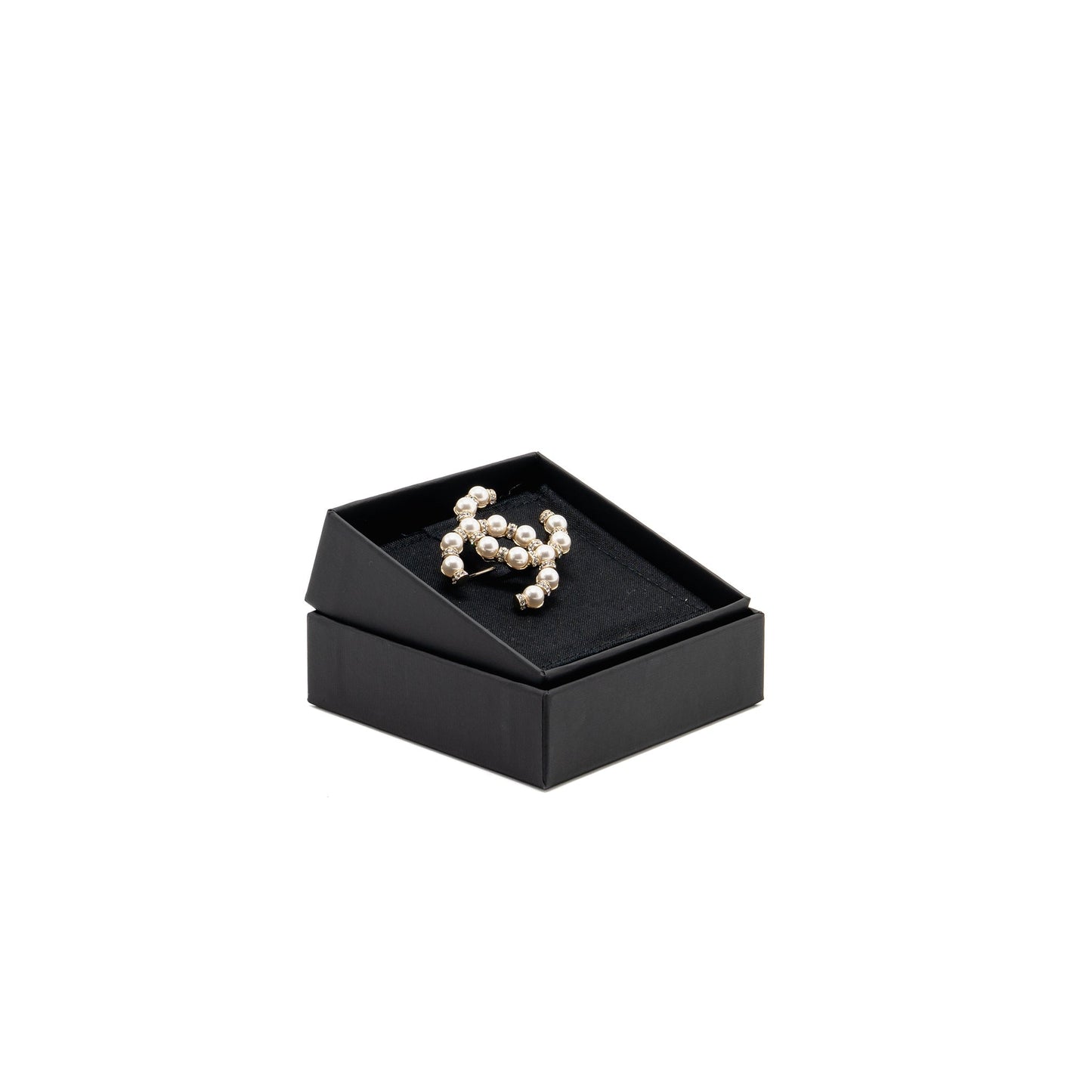 Chanel CC Brooch Pearl/Crystal Light Gold Tone