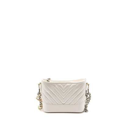 Chanel small chevron Gabrielle hobo bag calfskin white multicolour hardware