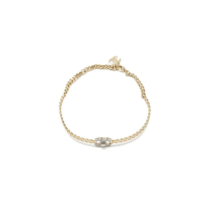 Chanel cc logo chain Chocker /necklace crystal light gold tone