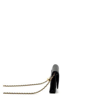 Chanel pearl crush wallet on chain lambskin BLACK GHW (microchip)