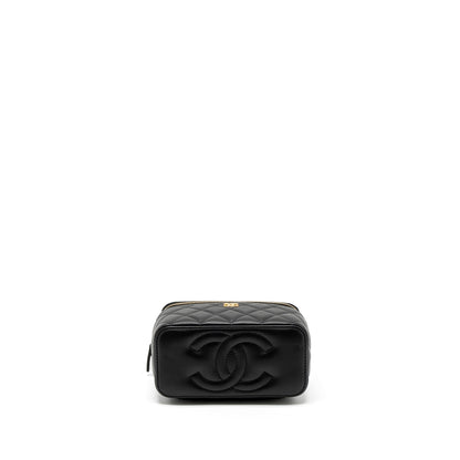 Chanel Pearl Crush Long Vanity with Chain Lambskin Black GHW (Microchip)