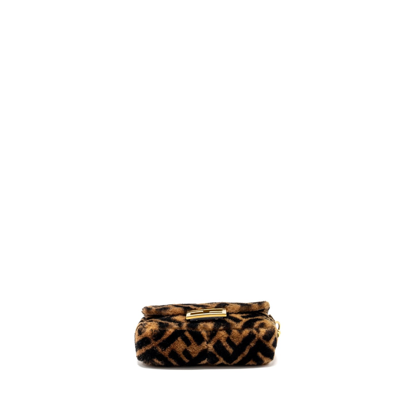 Fendi Mini Baguette Purse Lamb Fur Black/Brown