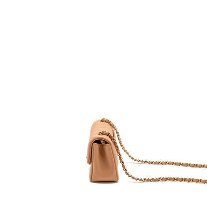 Chanel Mini Rectangular Flap Bag Lambskin Beige LGHW (Microchip)
