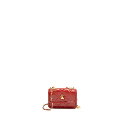 Chanel Quilted Mini Flap Belt Bag Lambskin Red Brushed GHW