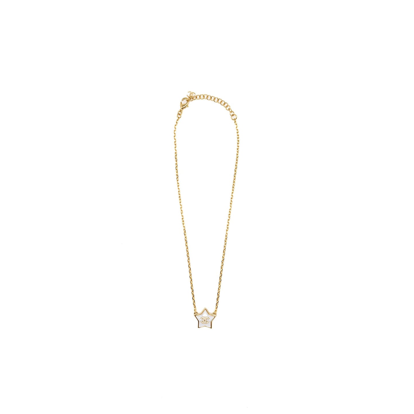 Chanel Star CC Logo Necklace Crystal/Gold Tone