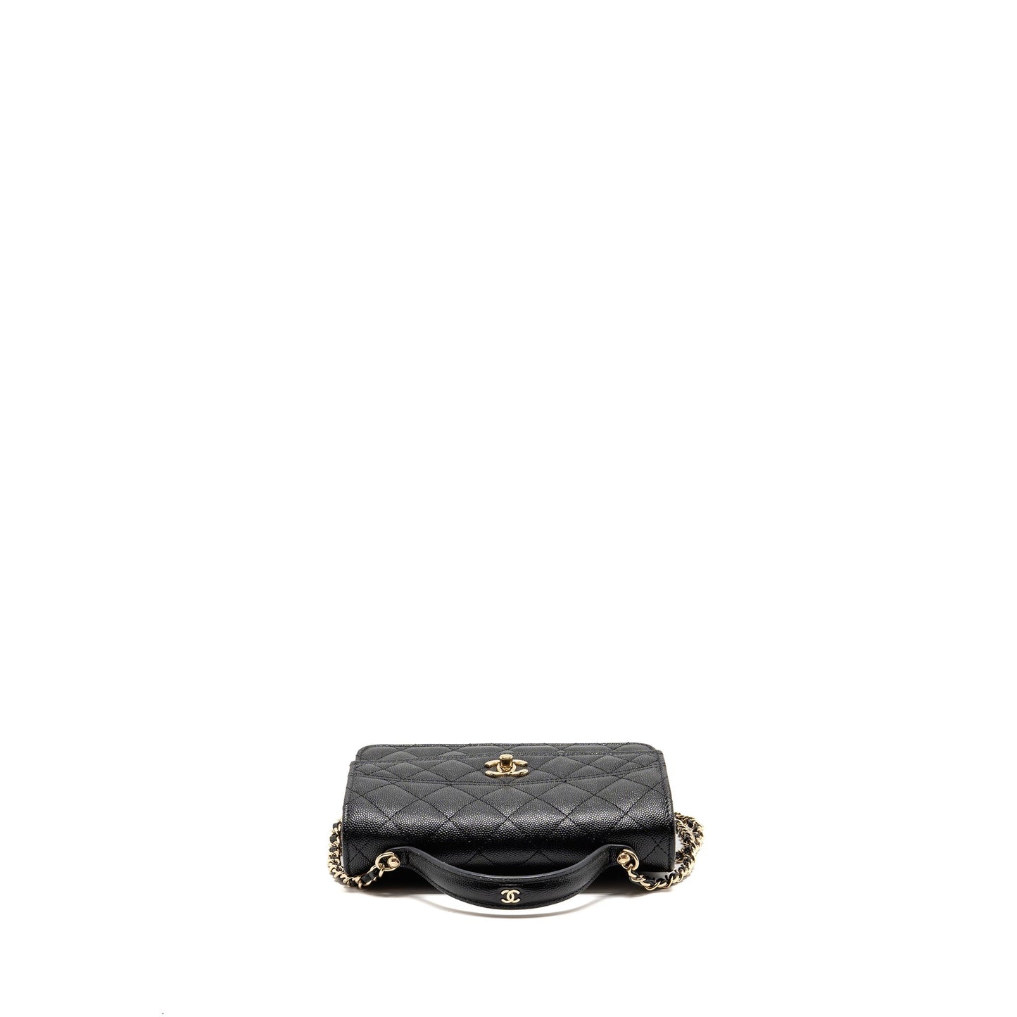 Chanel 25c quilted cc top handle mini backpack caviar black LGHW (microchip)