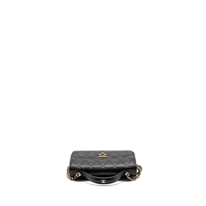 Chanel 25c quilted cc top handle mini backpack caviar black LGHW (microchip)