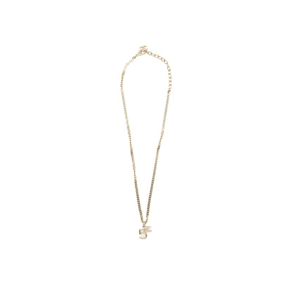 Chanel no5/cc logo necklace crystal Light Gold Tone