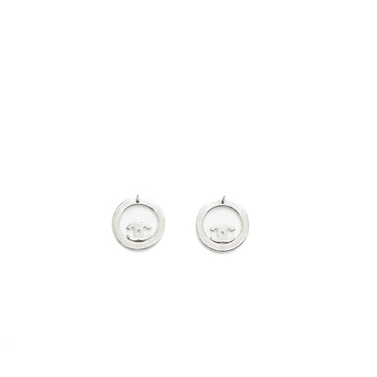 Chanel Round CC Logo Earrings Crystal SHW
