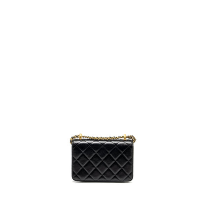 Chanel gold crush mini flap bag calfskin black GHW (microchip)