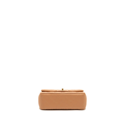 Chanel Mini Rectangular Flap Bag Lambskin Beige LGHW (Microchip)