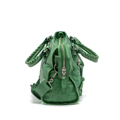 Balenciaga Lace City Purse Leather Green