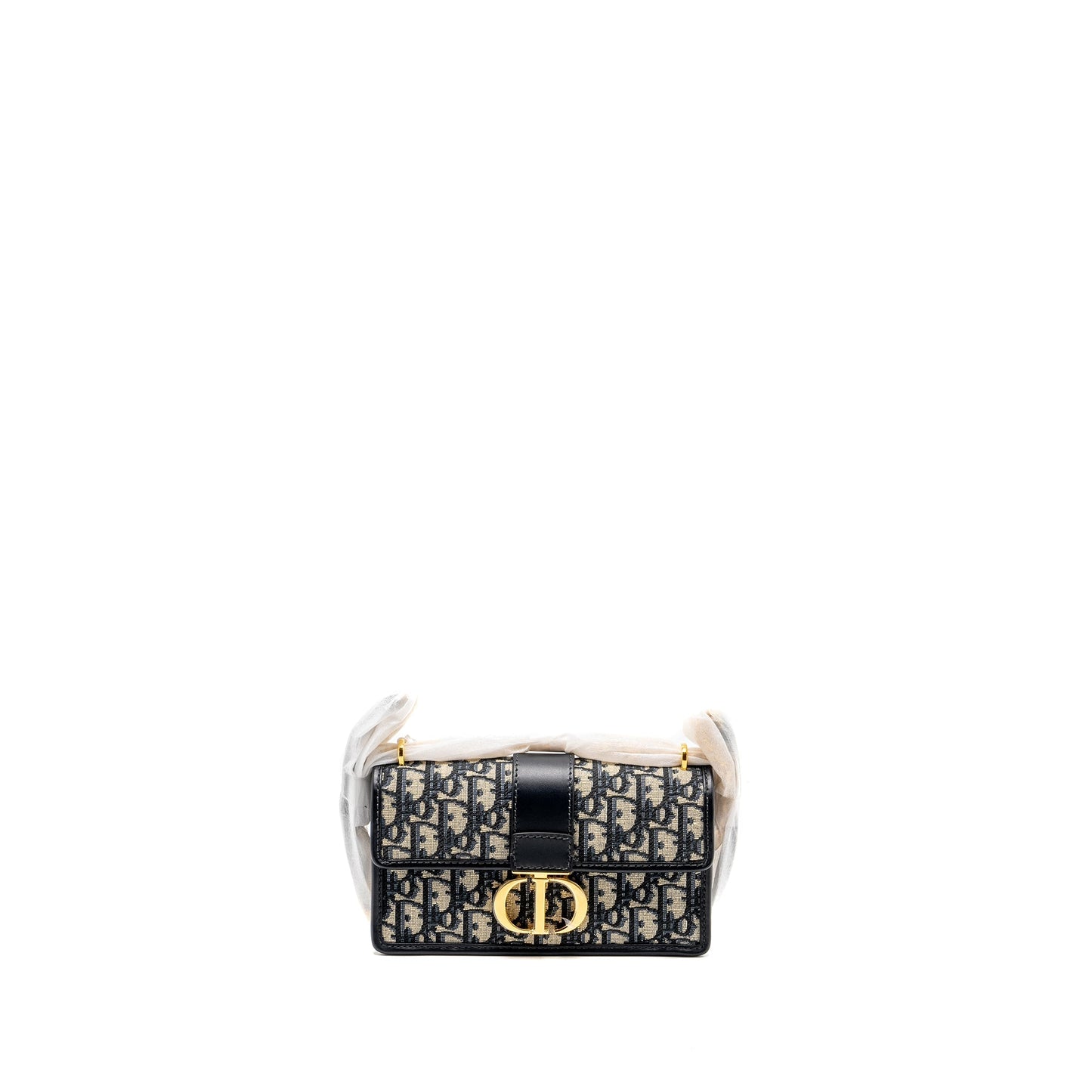 Dior 30 Montaigne East-West Purse with Chain Oblique Jacquard Blue