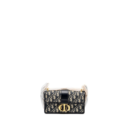Dior 30 Montaigne East-West Purse with Chain Oblique Jacquard Blue