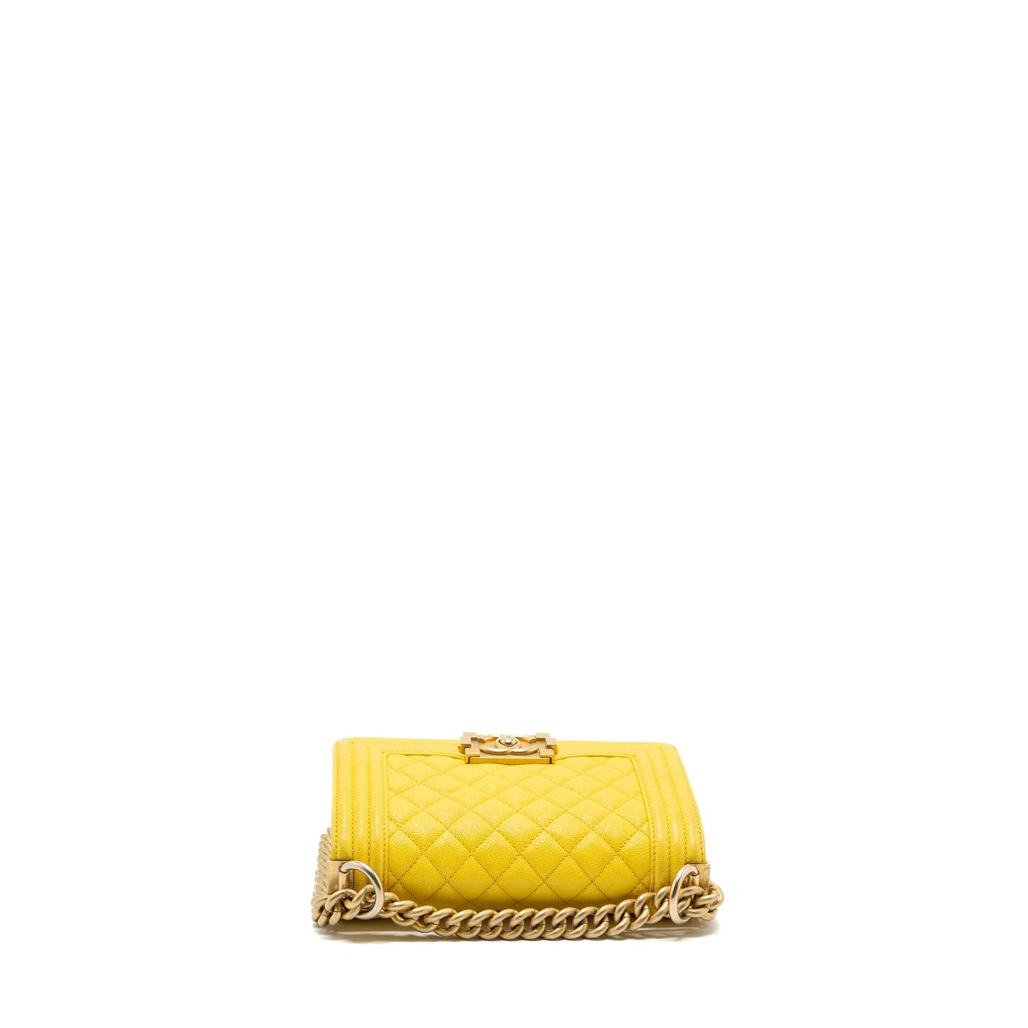 Chanel Small Boy Bag Grain Calfskin Yellow GHW