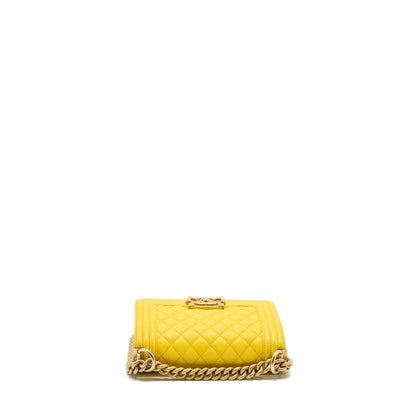 Chanel Small Boy Bag Grain Calfskin Yellow GHW