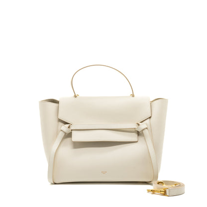 Celine Mini Belt Purse Grained Calfskin White