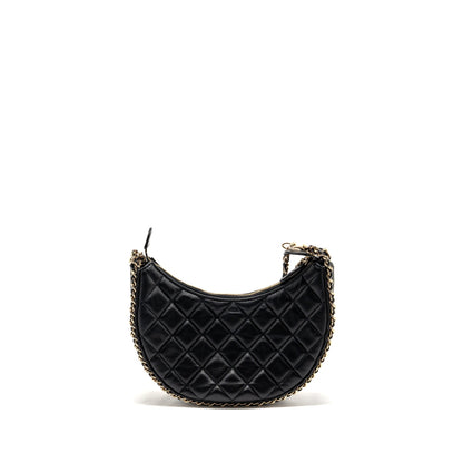 Chanel small half moon hobo bag lambskin black LGHW (microchip)