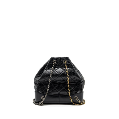 Chanel small Gabrielle backpack Aged calfskin black multicolor hardware