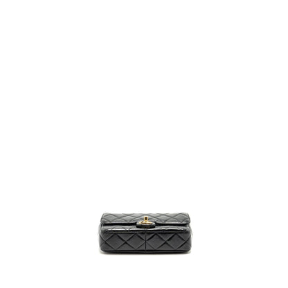 Chanel 24b Giant Chain Flap Shoulder Bag Lambskin Black GHW (Microchip)