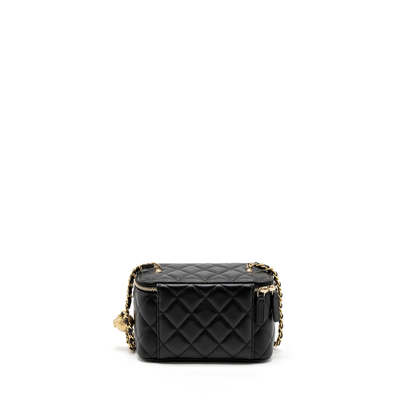 Chanel Pearl Crush Long Vanity with Chain Lambskin Black GHW (Microchip)