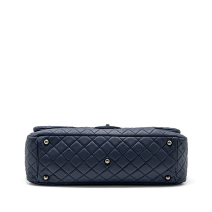 Chanel XXL airline classic flap bag grained calfskin dark blue ruthenium hardware